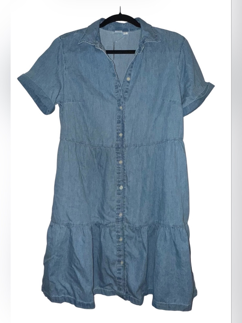 GAP Light Blue Denim Tiered Shirt Dress Small *NEW*
